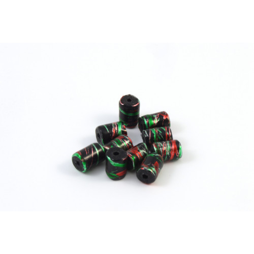 Rectangle red and green plastic beads